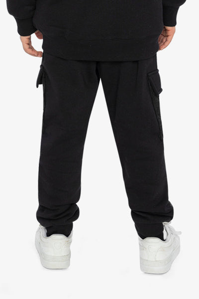Fleece Bi-Material Sweatpants With Pockets Black - J20U22_09990