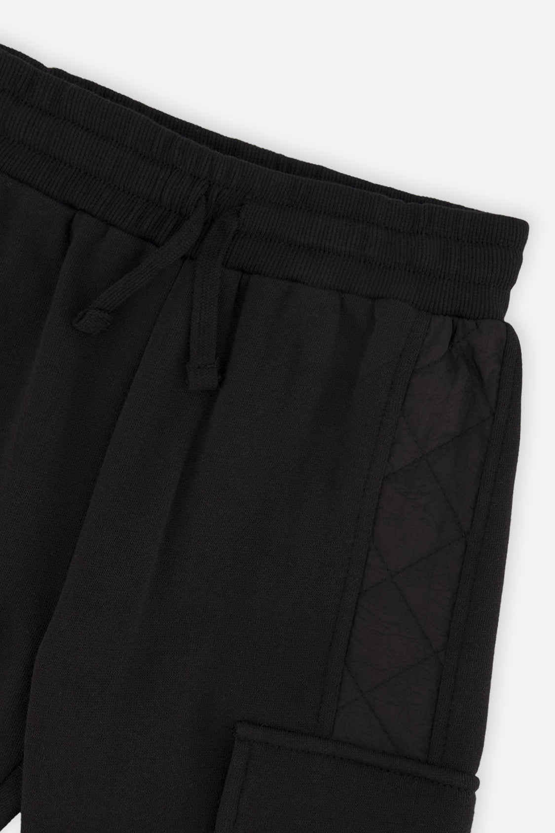 Fleece Bi-Material Sweatpants With Pockets Black - J20U22_09990