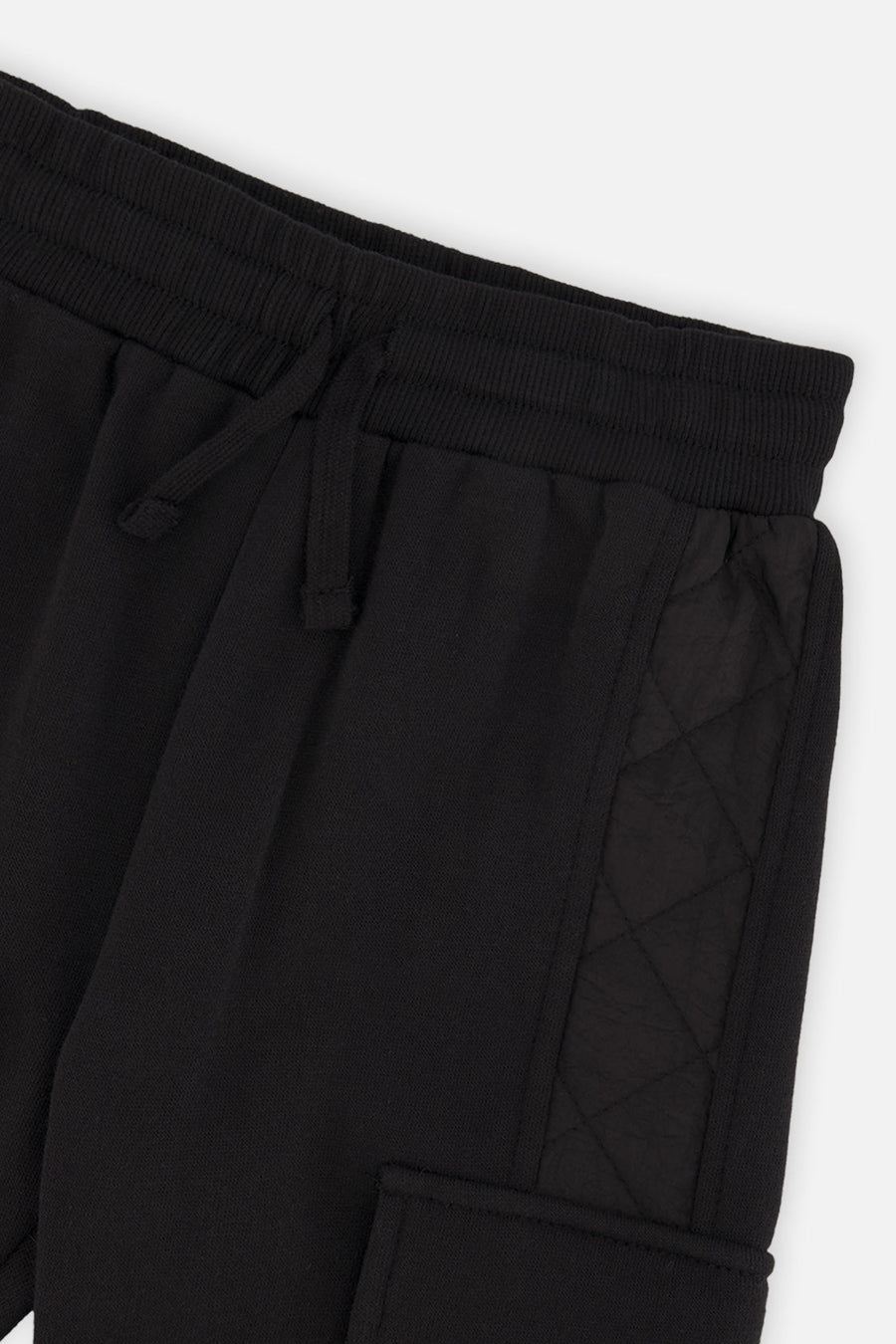 Fleece Bi-Material Sweatpants With Pockets Black - J20U22_09990