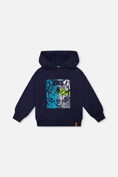 Fleece Hooded Sweatshirt Dark Blue - J20U30_04810