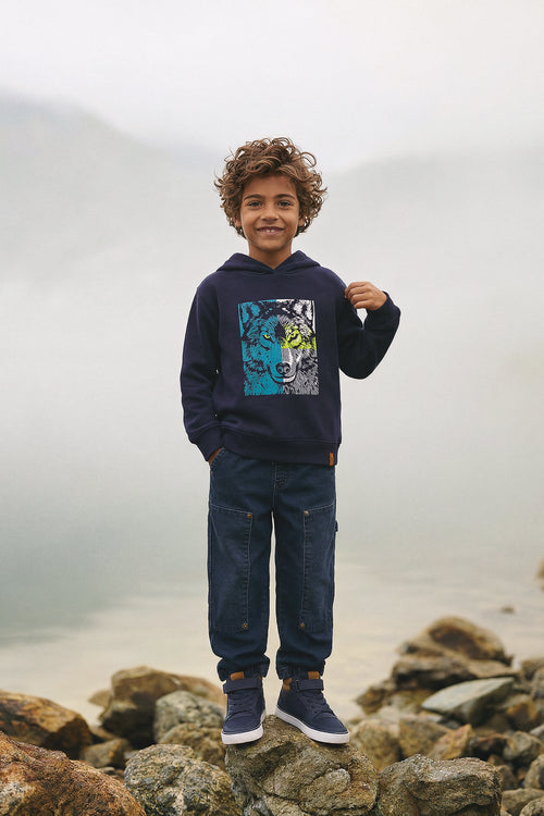 Fleece Hooded Sweatshirt Dark Blue