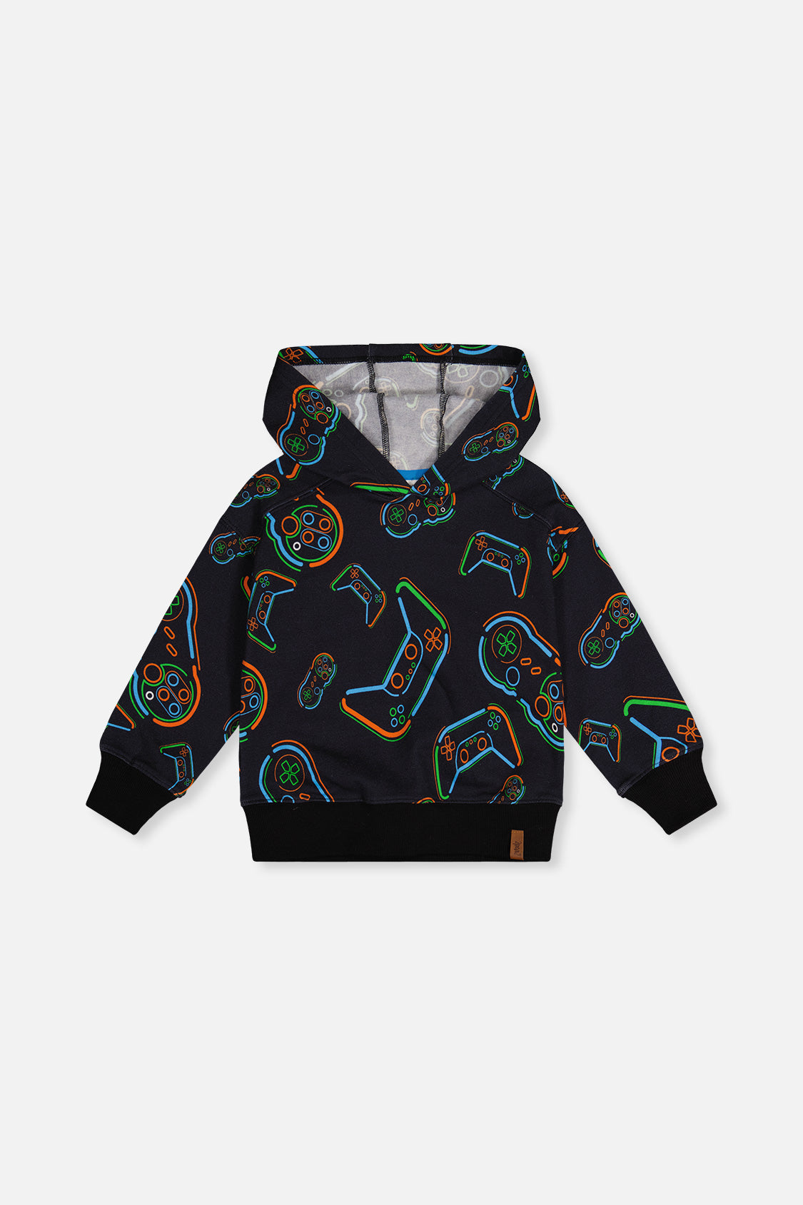 Fleece Hooded Sweatshirt Black Printed Controller - J20U33_2J090