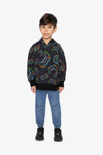 Fleece Hooded Sweatshirt Black Printed Controller - J20U33_2J090