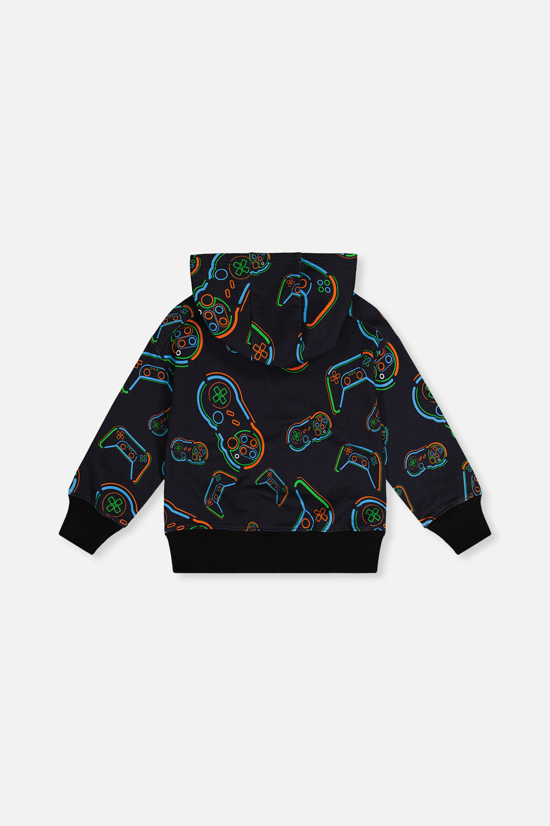 Fleece Hooded Sweatshirt Black Printed Controller - J20U33_2J090