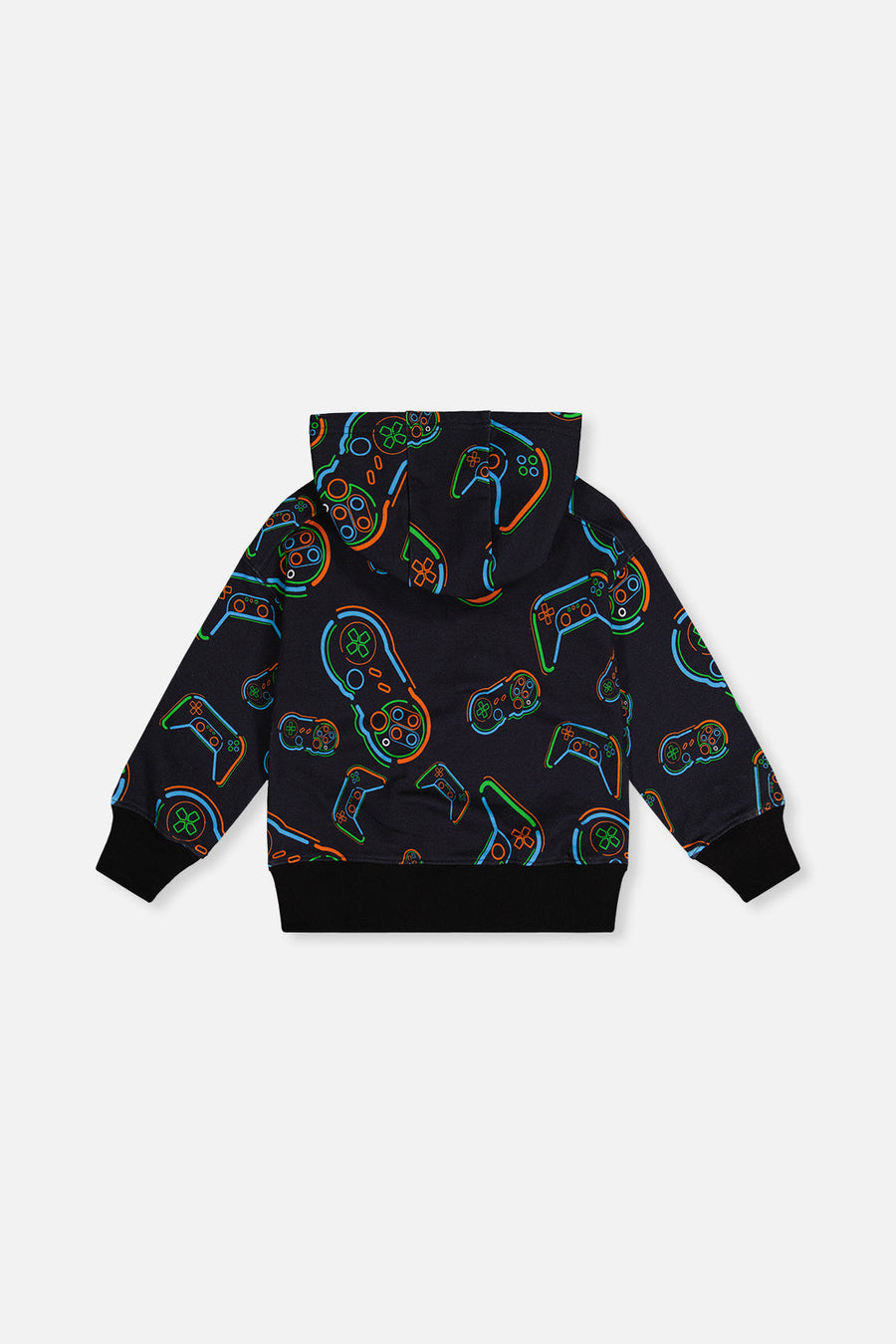 Fleece Hooded Sweatshirt Black Printed Controller - J20U33_2J090