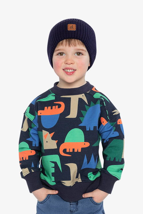 Fleece Sweatshirt Blue Dinosaur Print - J20U35_2J051