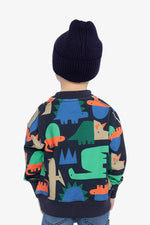 Fleece Sweatshirt Blue Dinosaur Print - J20U35_2J051