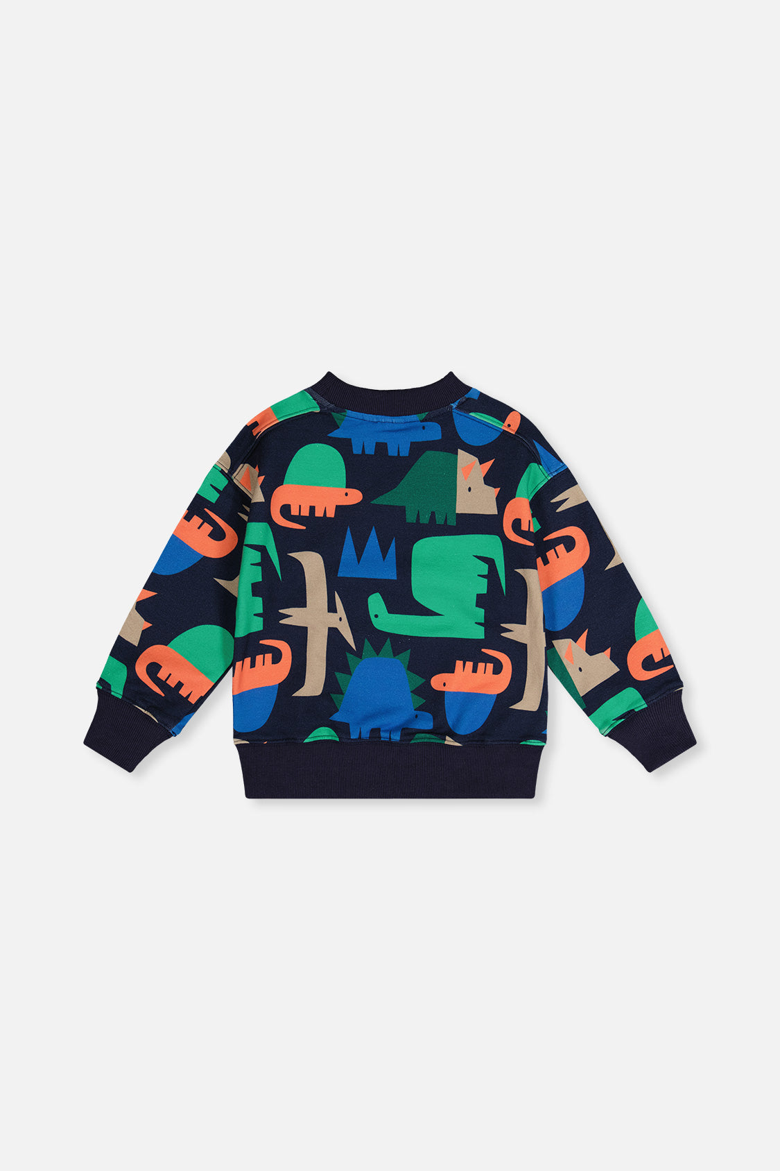 Fleece Sweatshirt Blue Dinosaur Print - J20U35_2J051