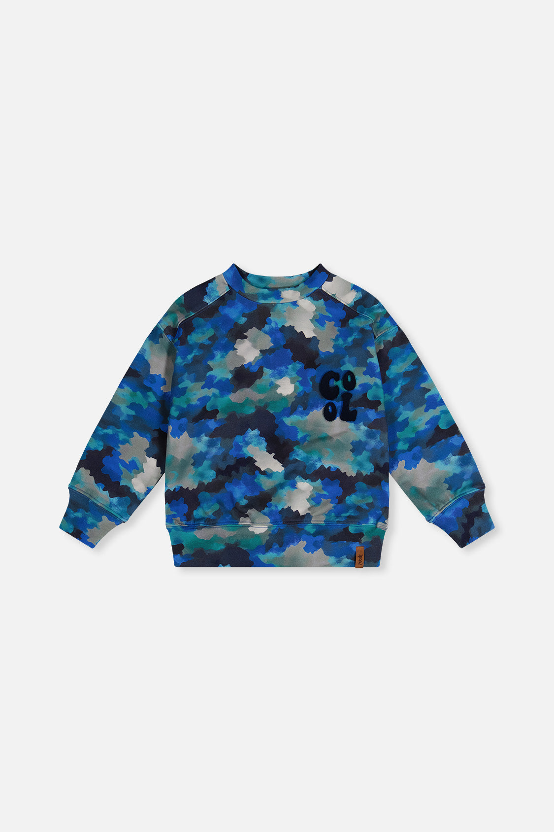 Fleece Sweatshirt Blue And Grey Camouflage - J20U36_2J055