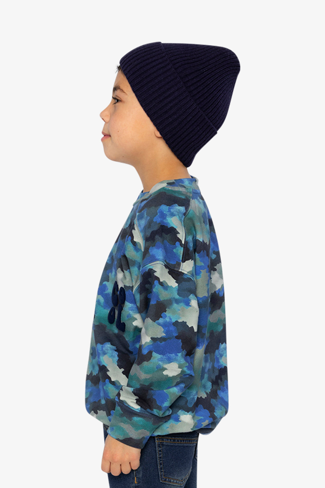 Fleece Sweatshirt Blue And Grey Camouflage - J20U36_2J055