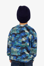 Fleece Sweatshirt Blue And Grey Camouflage - J20U36_2J055