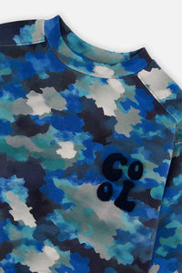 Fleece Sweatshirt Blue And Grey Camouflage - J20U36_2J055