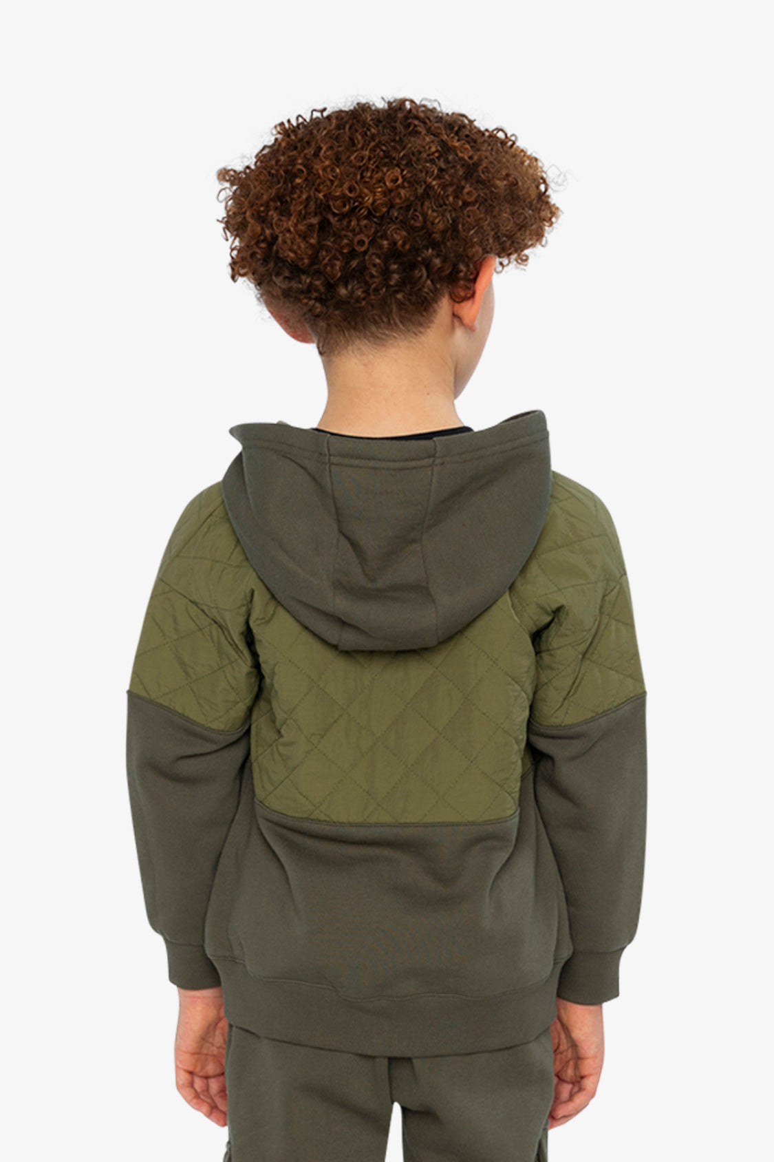Full Zip Hooded Bi-Material Cardigan Green - J20U38_03690