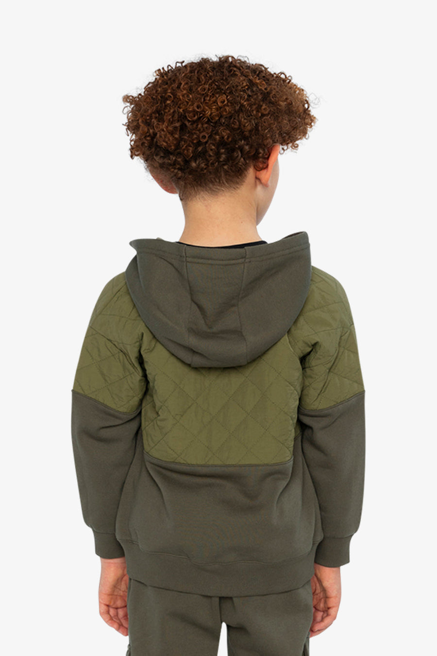 Full Zip Hooded Bi-Material Cardigan Green - J20U38_03690
