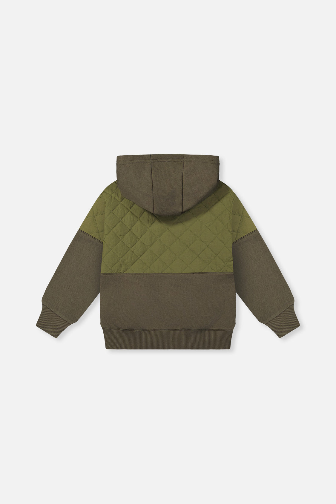 Full Zip Hooded Bi-Material Cardigan Green - J20U38_03690