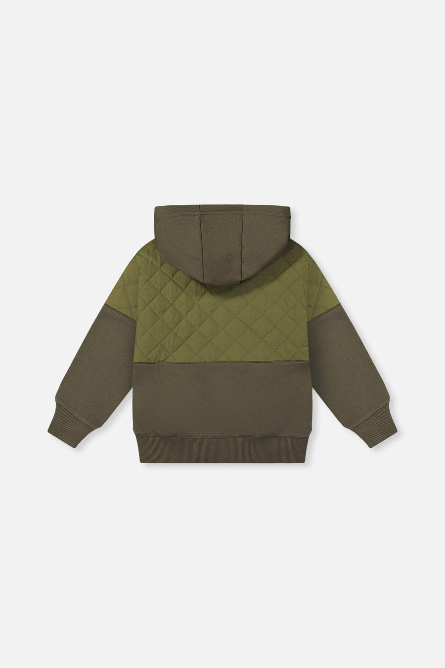 Full Zip Hooded Bi-Material Cardigan Green - J20U38_03690