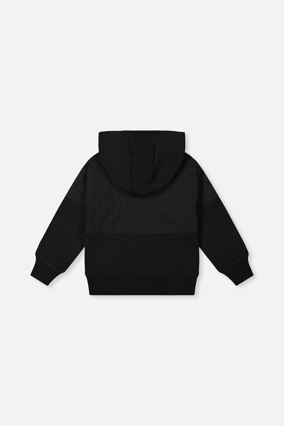 Full Zip Hooded Bi-Material Cardigan Black - J20U38_09990