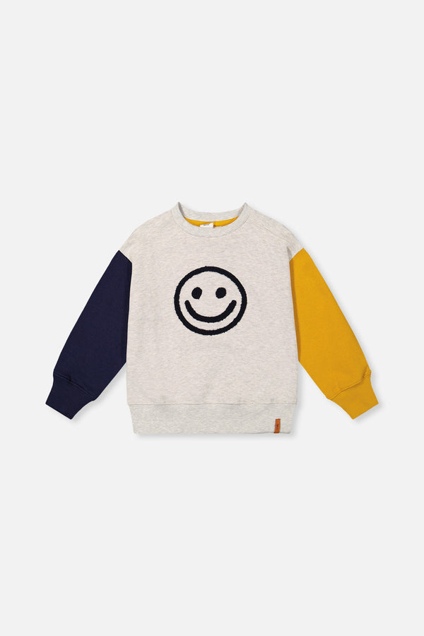 Fleece Sweatshirt Heather Grey, Yellow And Blue - J20U40_01930