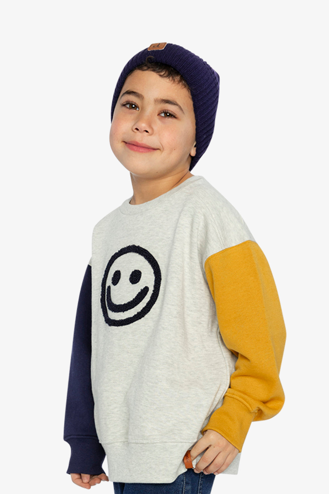 Fleece Sweatshirt Heather Grey, Yellow And Blue - J20U40_01930