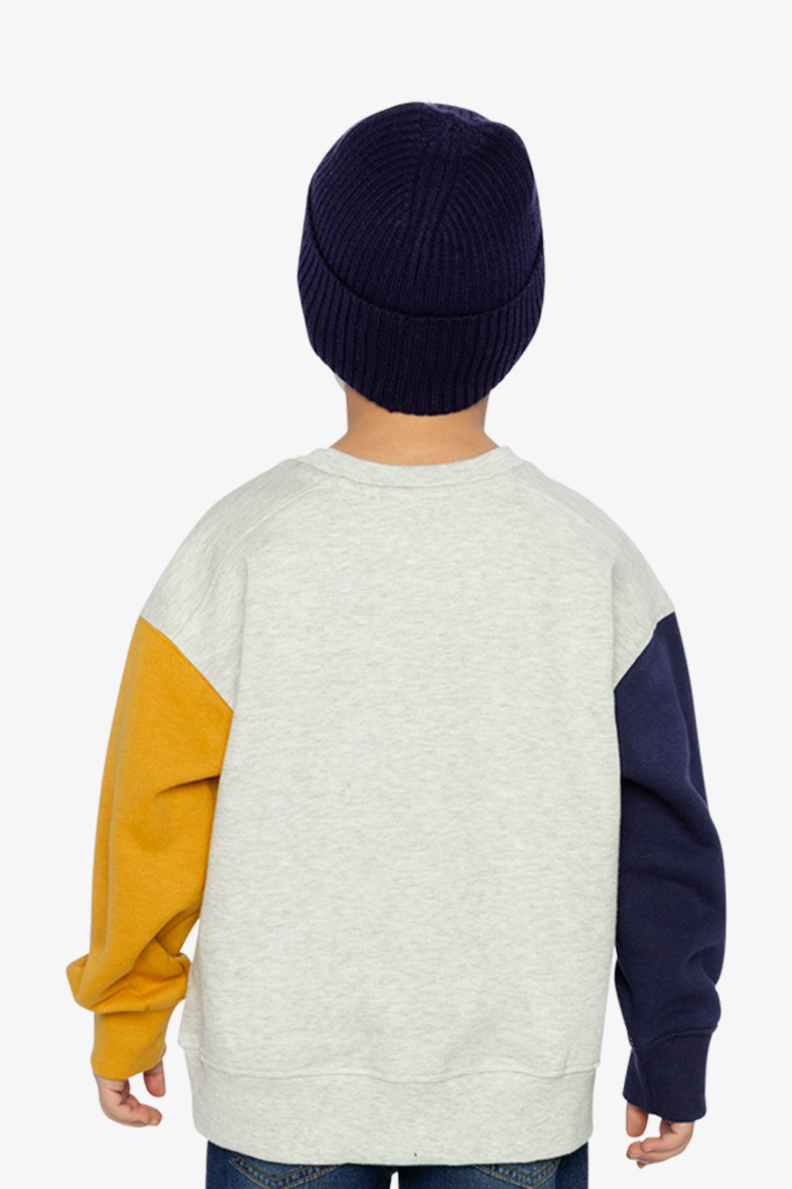 Fleece Sweatshirt Heather Grey, Yellow And Blue - J20U40_01930