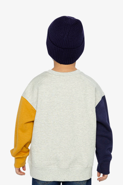 Fleece Sweatshirt Heather Grey, Yellow And Blue - J20U40_01930
