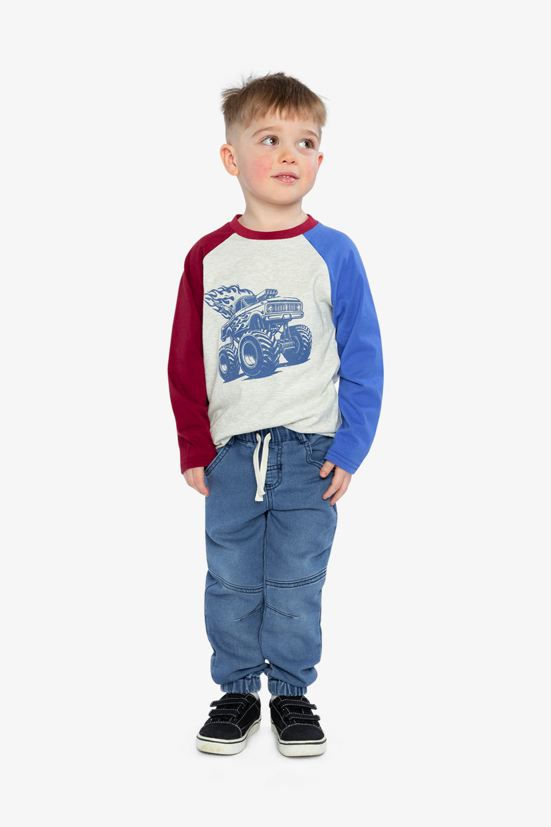 Raglan T-Shirt Heather Grey, Red And Blue - J20U69_01930