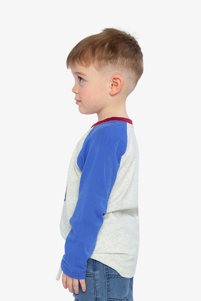 Raglan T-Shirt Heather Grey, Red And Blue - J20U69_01930