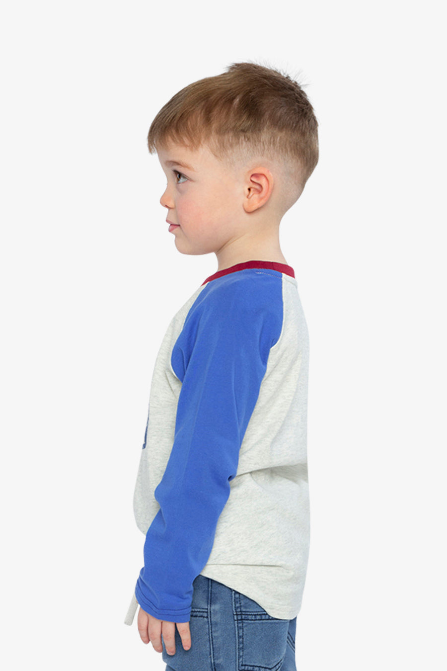 Raglan T-Shirt Heather Grey, Red And Blue - J20U69_01930