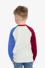 Raglan T-Shirt Heather Grey, Red And Blue - J20U69_01930
