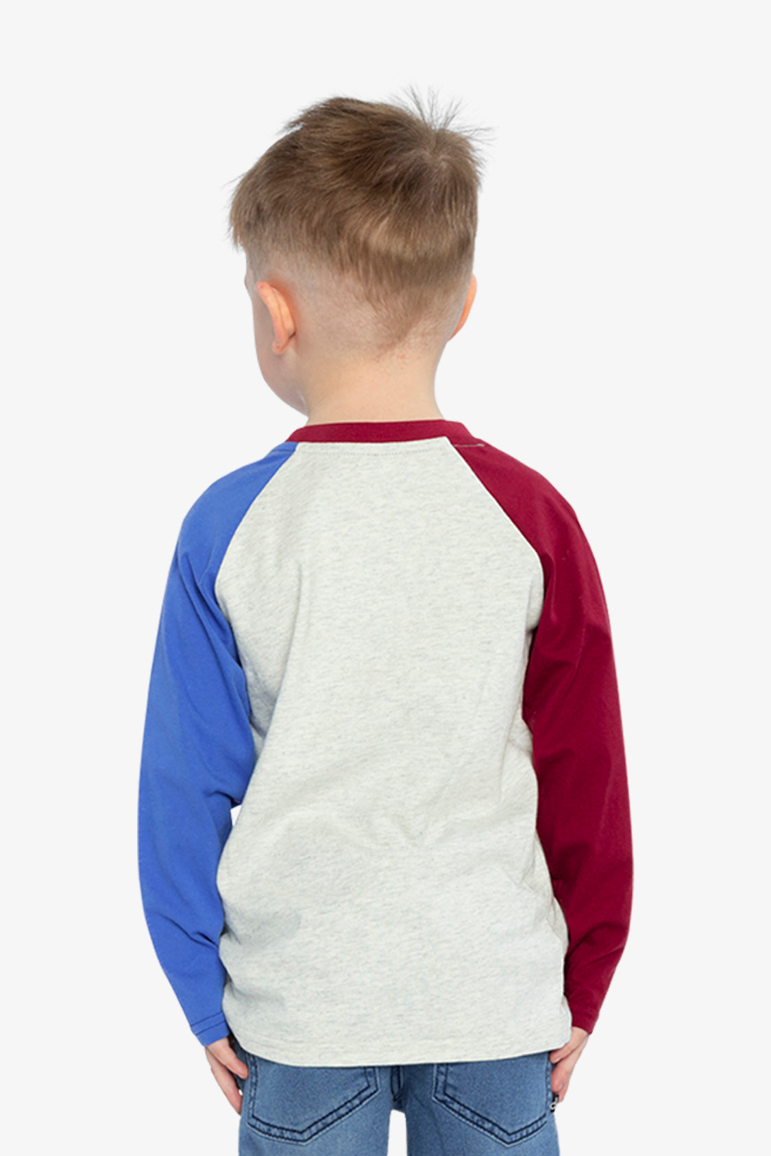 Raglan T-Shirt Heather Grey, Red And Blue - J20U69_01930