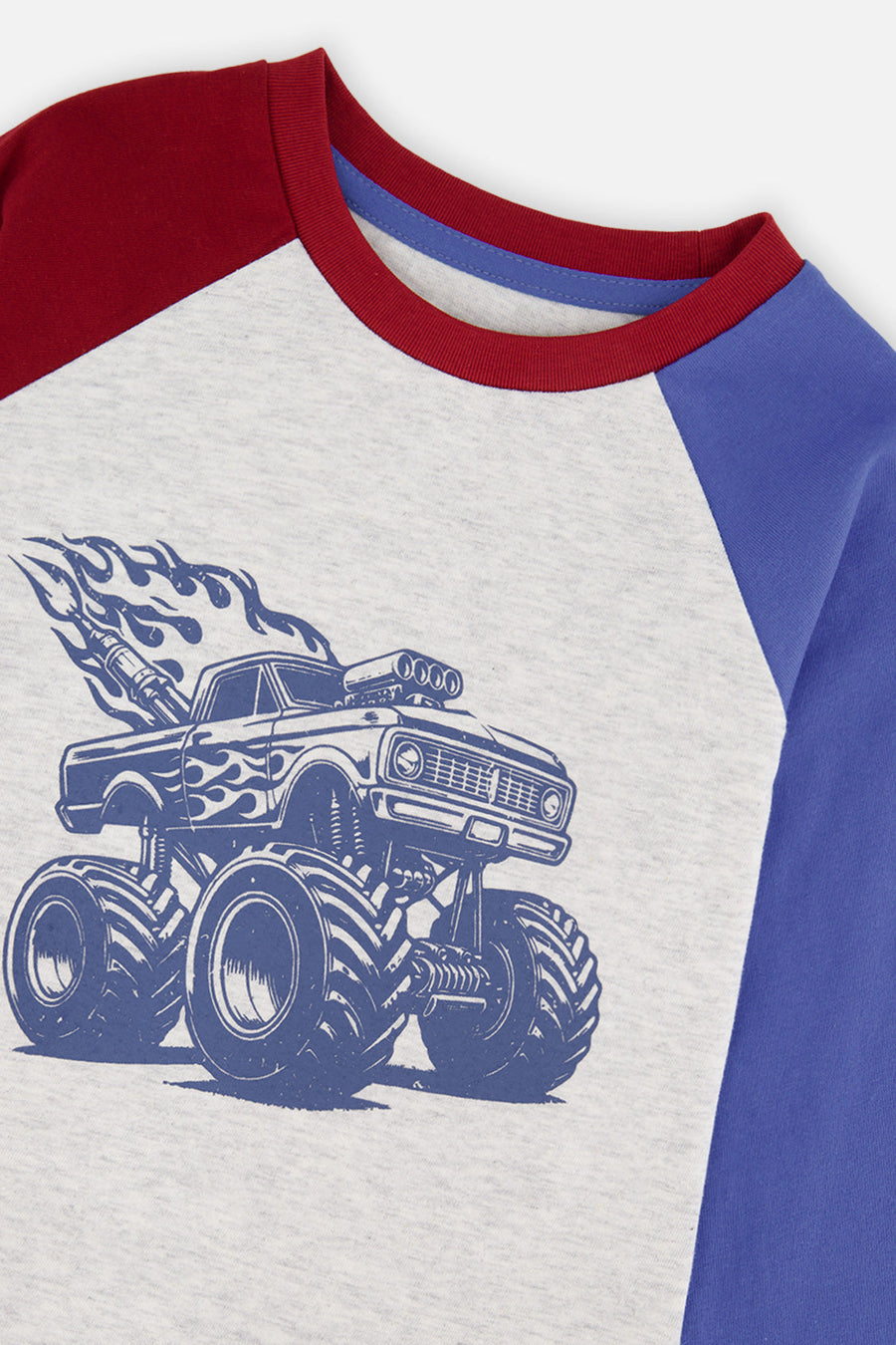 Raglan T-Shirt Heather Grey, Red And Blue - J20U69_01930