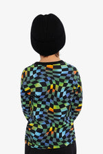 Organic Cotton Long Sleeve T-Shirt Blue Checkered Print - J20U70_2J054