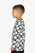 Organic Cotton Long Sleeve T-Shirt Black And White Checker - J20U70_2J059