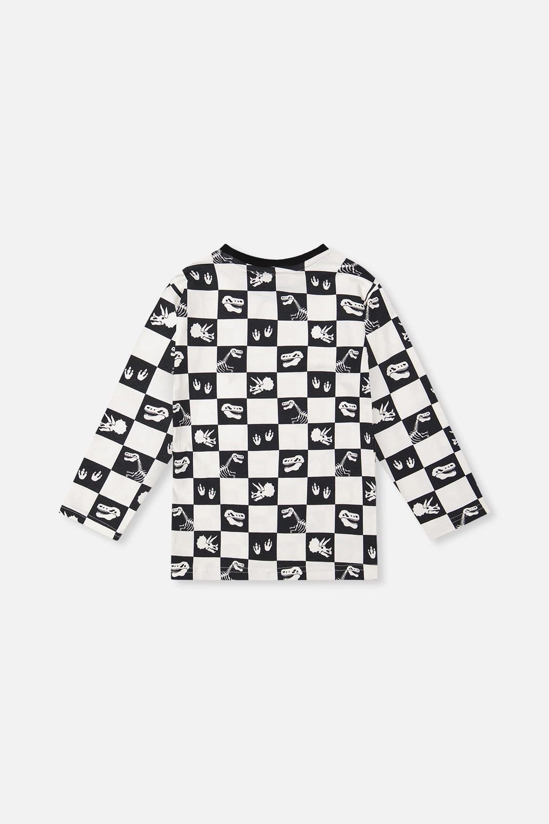 Organic Cotton Long Sleeve T-Shirt Black And White Checker - J20U70_2J059