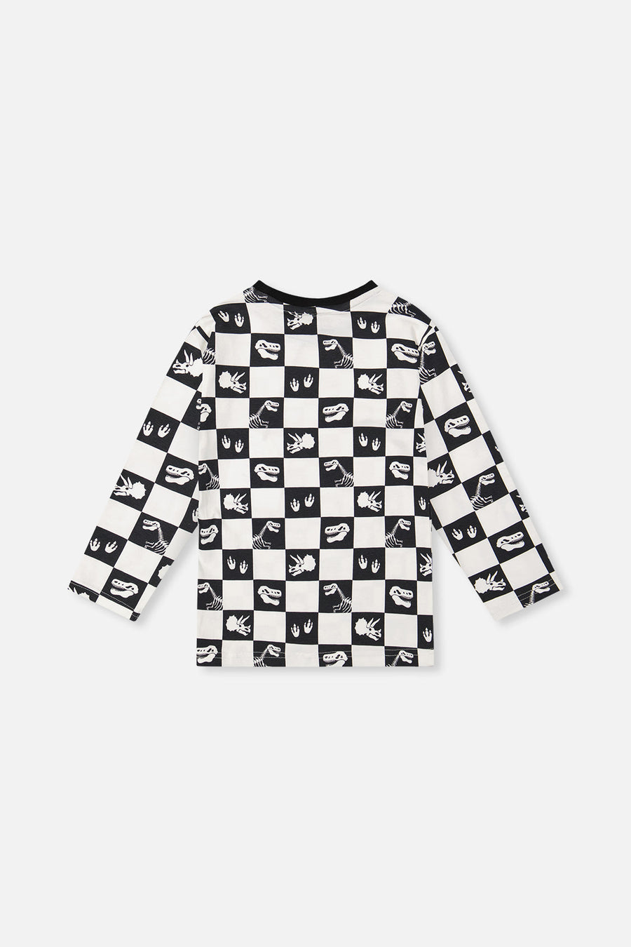 Organic Cotton Long Sleeve T-Shirt Black And White Checker - J20U70_2J059