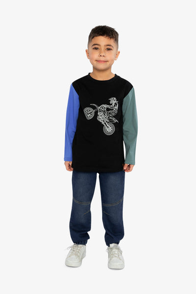 Long Sleeve T-Shirt Black, Blue And Green - J20U71_09980