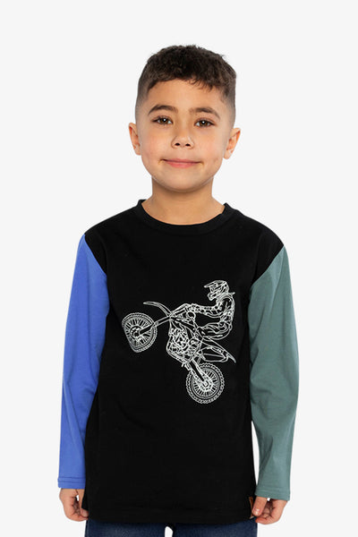 Long Sleeve T-Shirt Black, Blue And Green - J20U71_09980