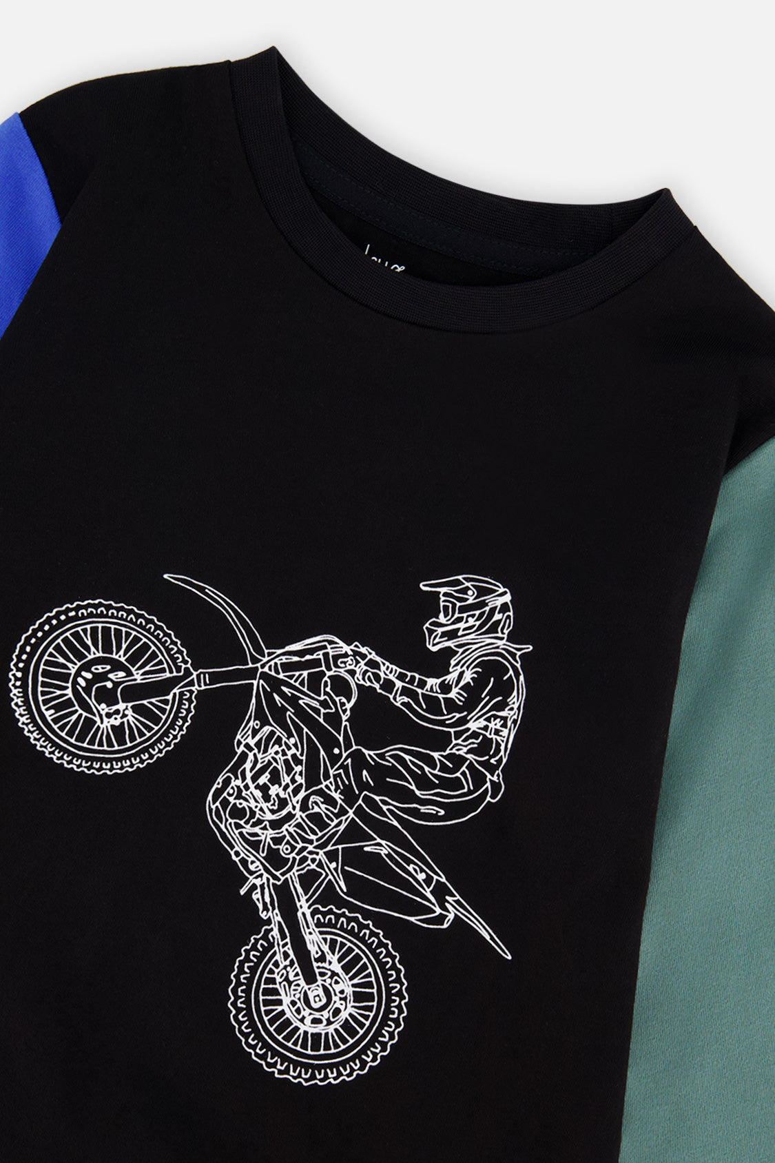 Long Sleeve T-Shirt Black, Blue And Green - J20U71_09980