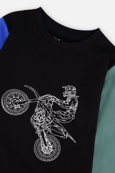Long Sleeve T-Shirt Black, Blue And Green - J20U71_09980