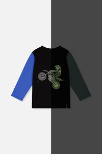 Long Sleeve T-Shirt Black, Blue And Green - J20U71_09980