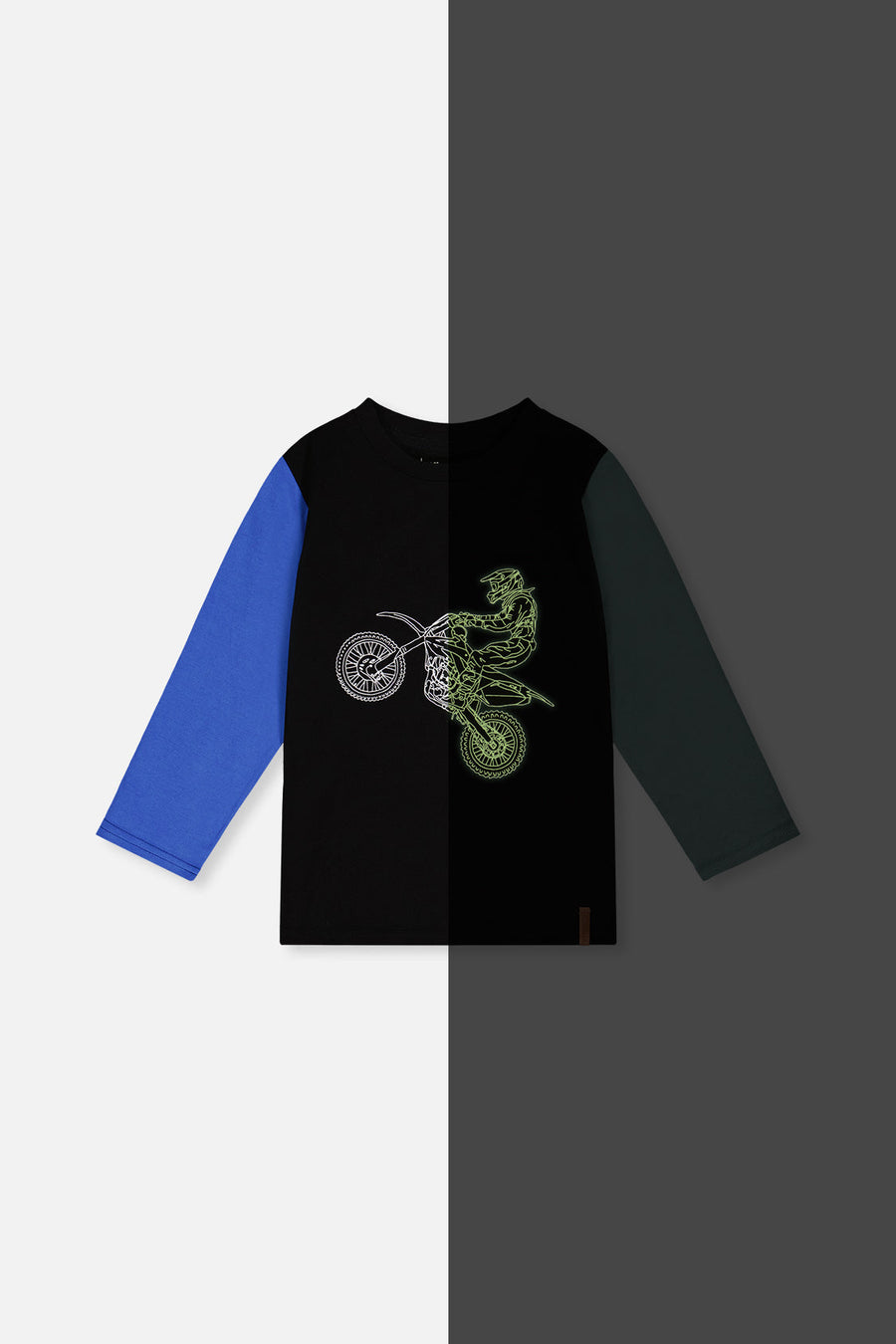 Long Sleeve T-Shirt Black, Blue And Green - J20U71_09980