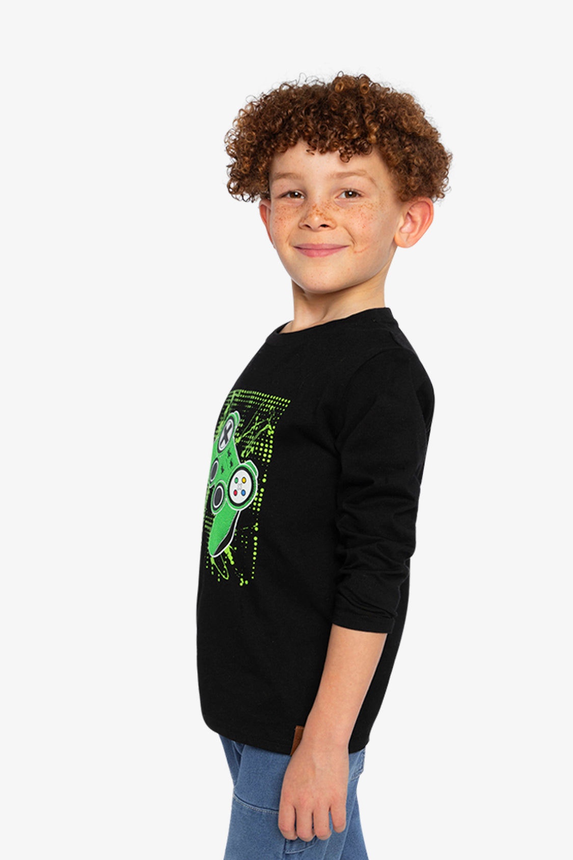 Long Sleeve T-Shirt Black And Green - J20U71_09990
