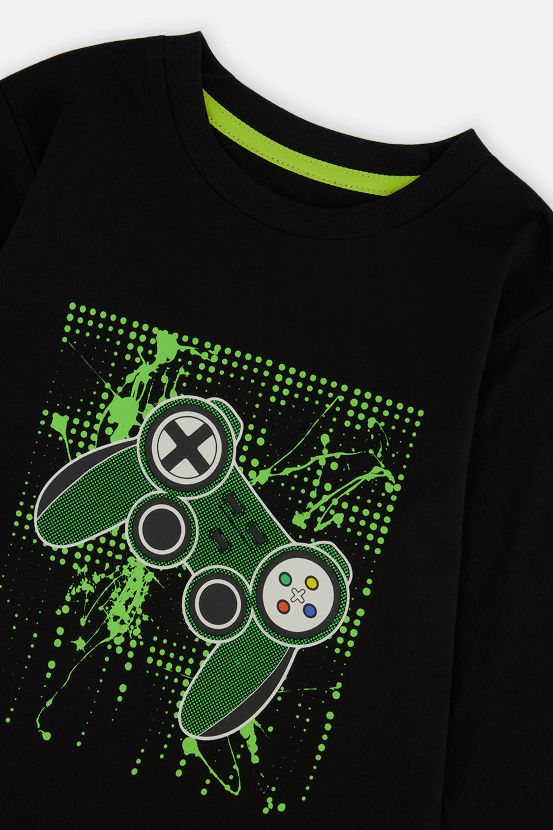 Long Sleeve T-Shirt Black And Green - J20U71_09990