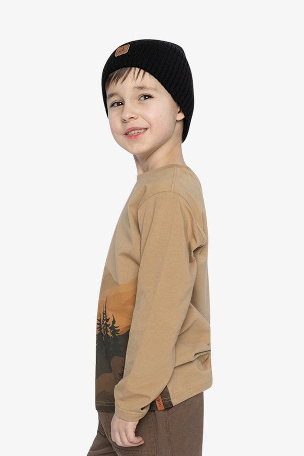 Long Sleeve Organic Cotton T-Shirt Beige - J20U73_01002