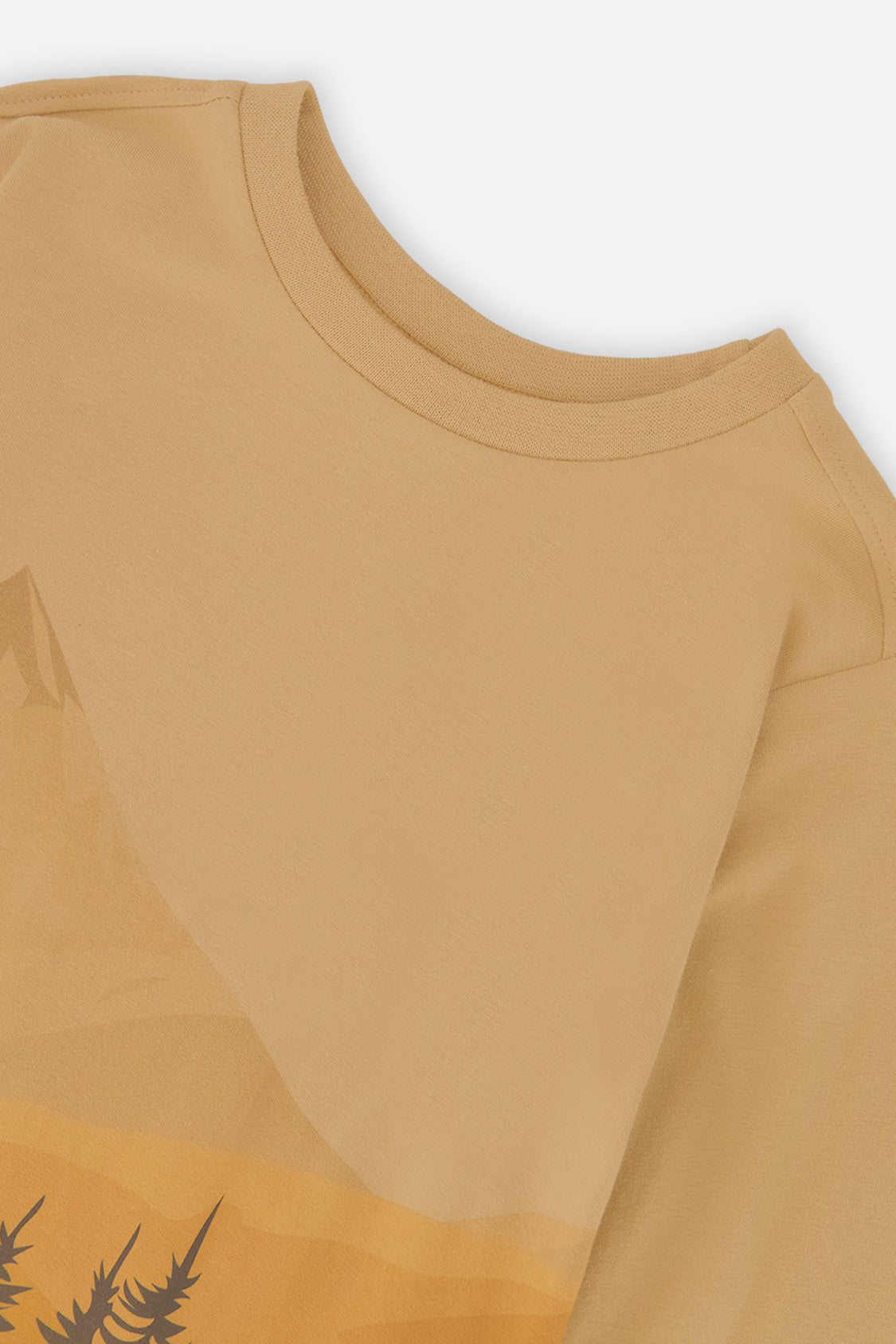 Long Sleeve Organic Cotton T-Shirt Beige - J20U73_01002