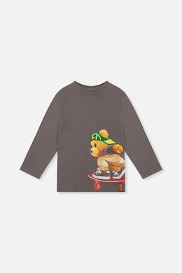 Long Sleeve Organic Cotton T-Shirt Dark Grey - J20U73_09020