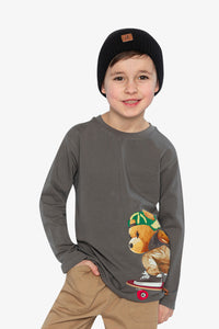 Long Sleeve Organic Cotton T-Shirt Dark Grey - J20U73_09020