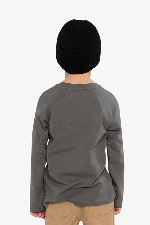 Long Sleeve Organic Cotton T-Shirt Dark Grey - J20U73_09020