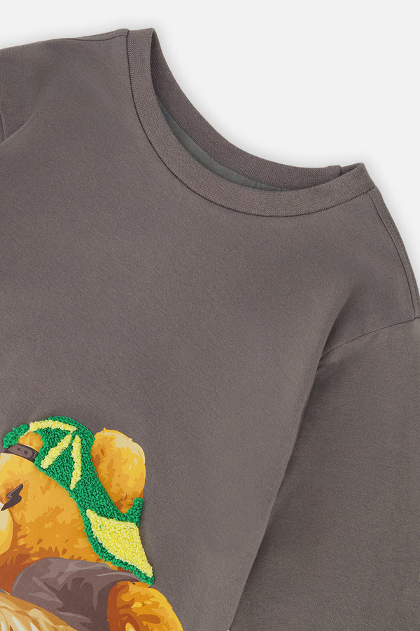 Long Sleeve Organic Cotton T-Shirt Dark Grey - J20U73_09020