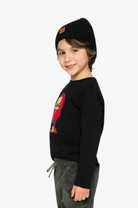 Long Sleeve Organic Cotton T-Shirt Black And Red - J20U73_09990